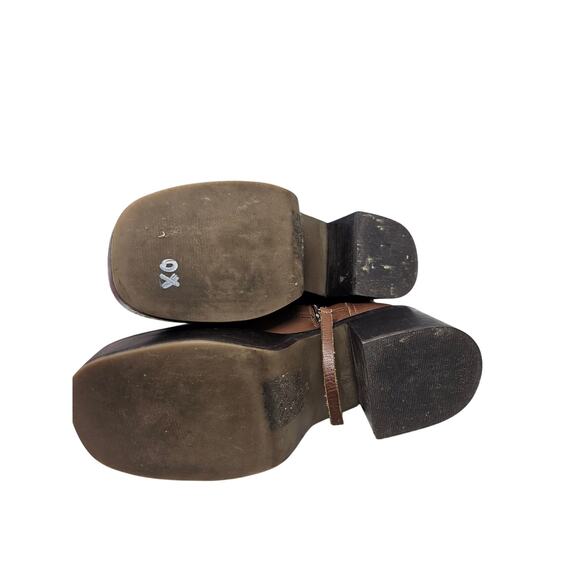 Topshop 38 Brown Leather Chunky Boot Whimsygoth Grunge Boho Platform Y2K Style - Picture 5 of 7